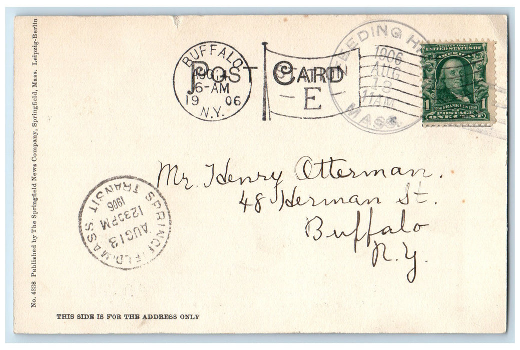 1906 View Of Feeding Hills Center Looking East Massachusetts MA Postcard