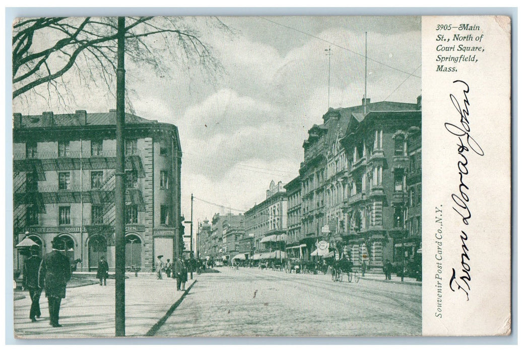 1905 View Of St. North Of Court Square Springfield Massachusetts MA Postcard