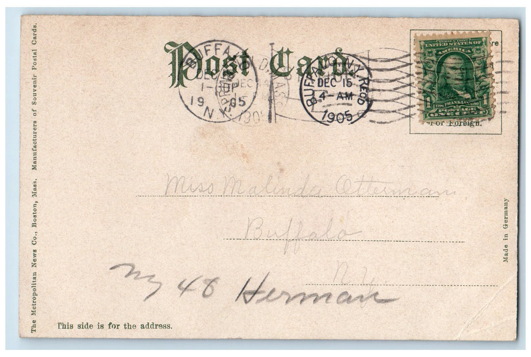 1905 Public Library Horse Carriage Scene Springfield Massachusetts MA Postcard