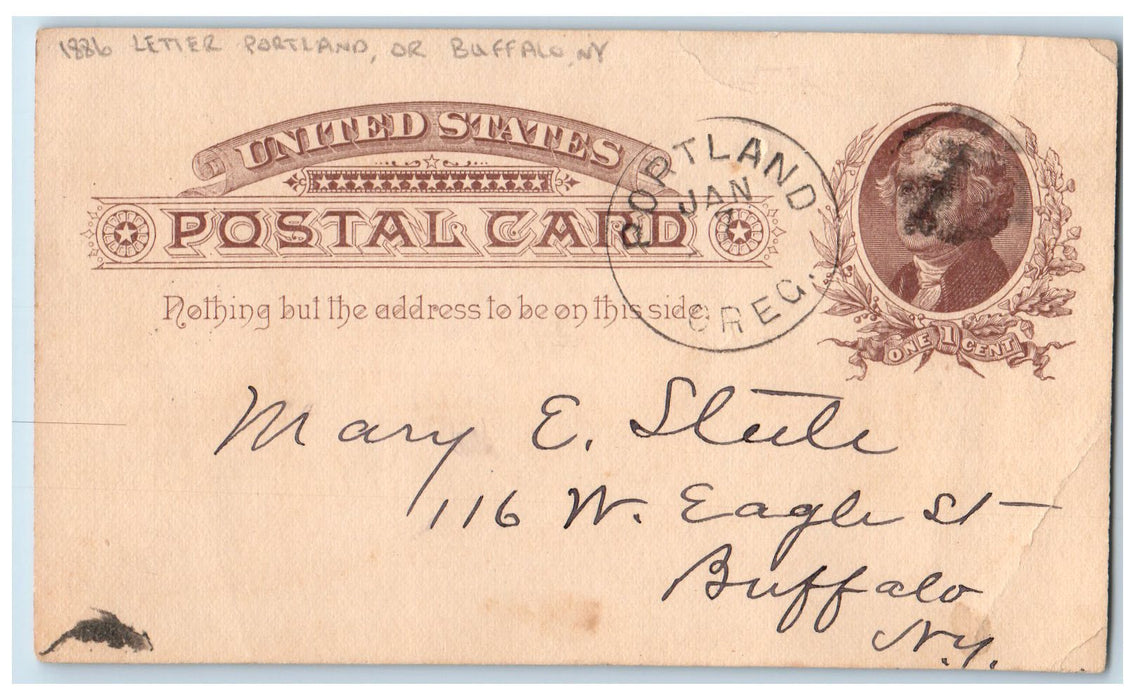 1886 Letter Portland Oregon OR Antique Posted Postcard