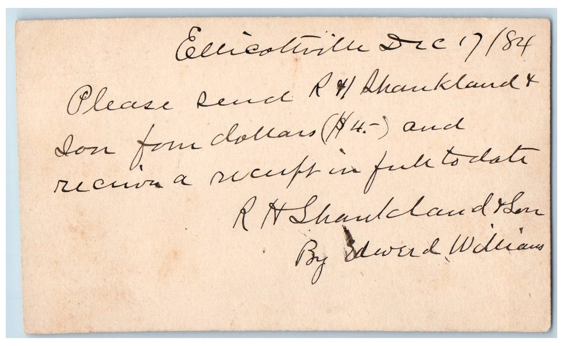 1884 Letter Ellicottville Franklinville New York NY Posted Postcard