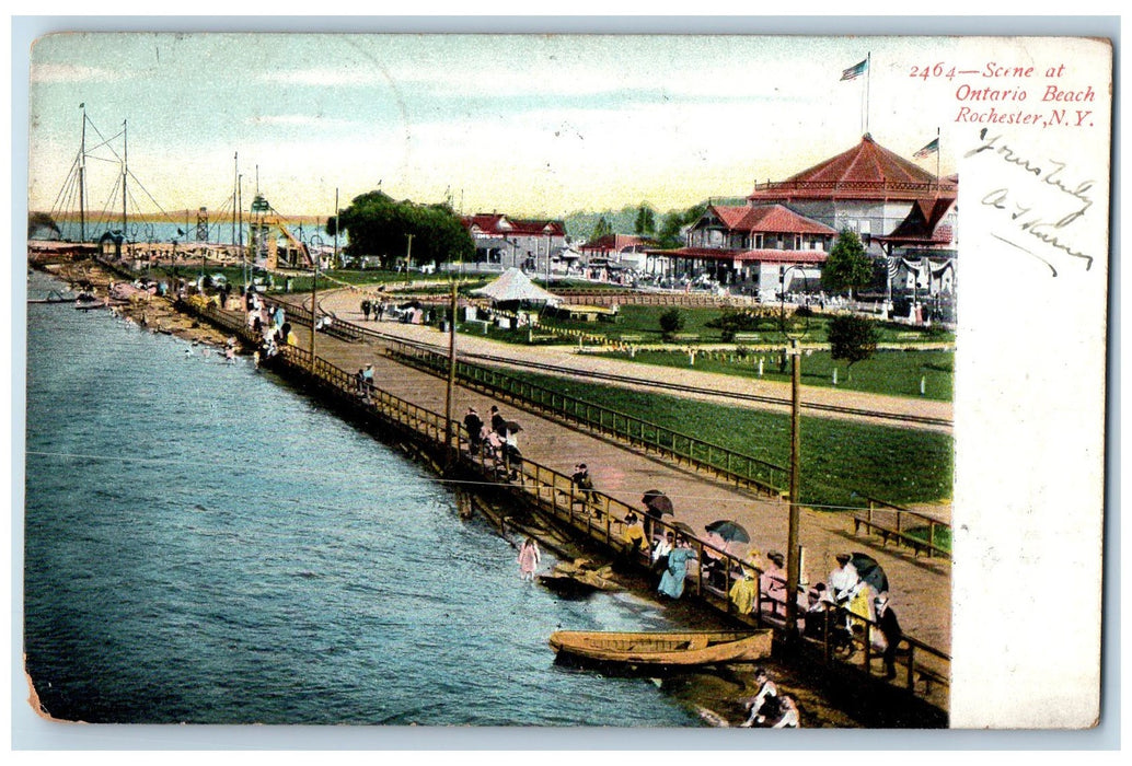 1907 Scene At Ontario Beach Park Sailboat Scene Rochester New York NY Postcard
