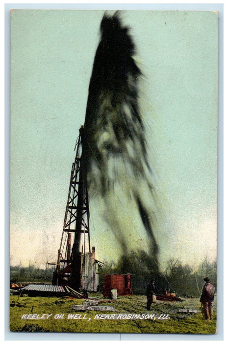 1909 View Of Keeley Oil Well Near Robinson Illinois IL Antique Postcard