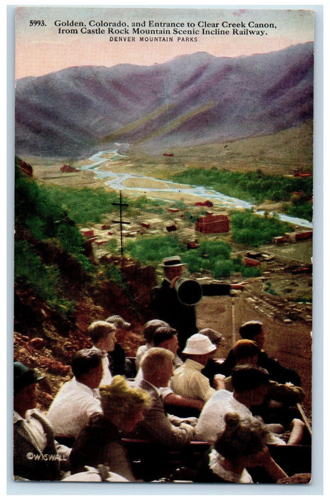 1920 Clear Creek Canon Castle Rock Mountain Inclined Railway Denver CO Postcard