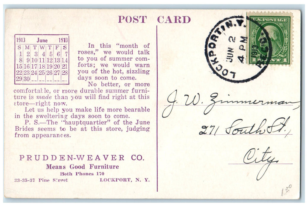 1913 Greetings From Lockport New York NY, June The Bridges Roses Scene Postcard