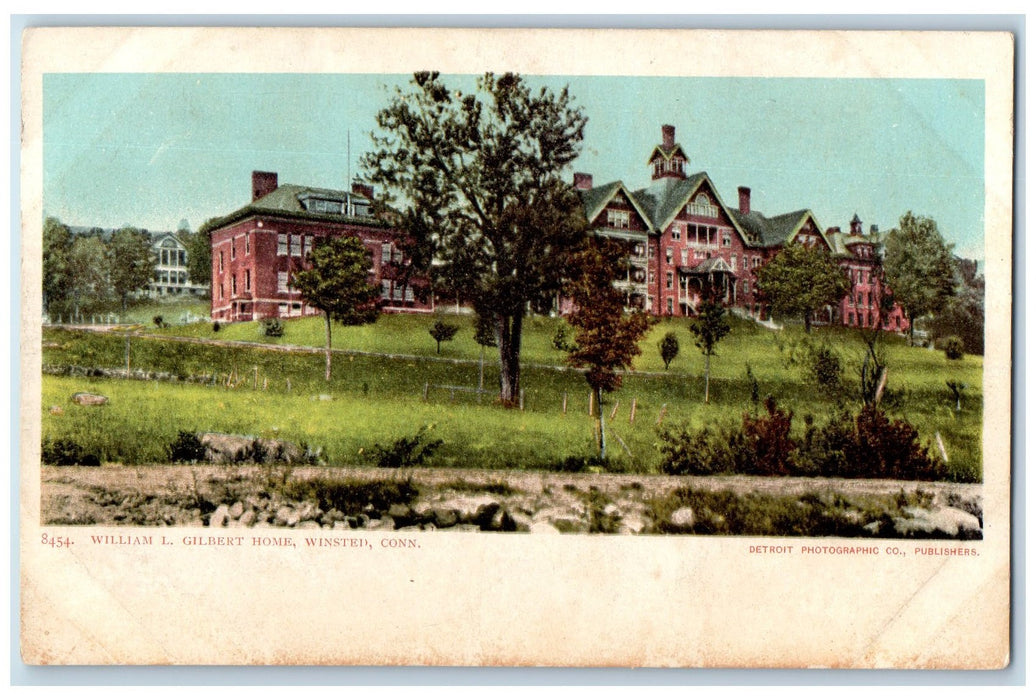 c1905's The William L Gilbert Home Winsted Connecticut CT Posted Trees Postcard