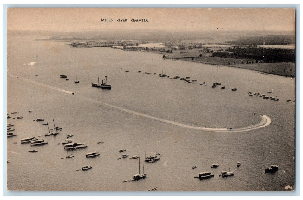 Bird's Eye View Of Miles River Regatta Yacht Boats Michaels Maryland MD Postcard