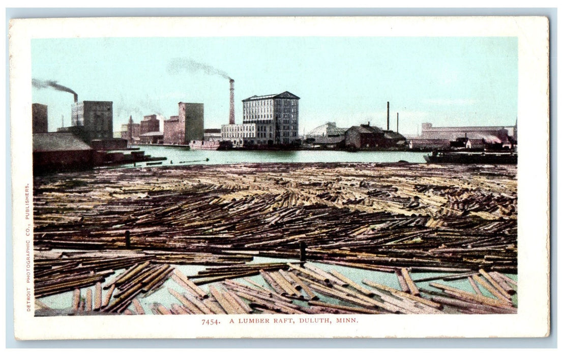 c1905's A Lumber Raft Scene Duluth Minnesota MINN Unposted Vintage Postcard