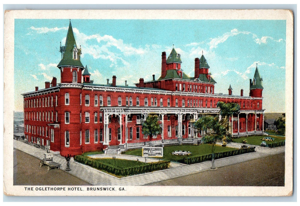 1925 The Oglethorpe Hotel Building Panoramic View Brunswick Georgia GA Postcard