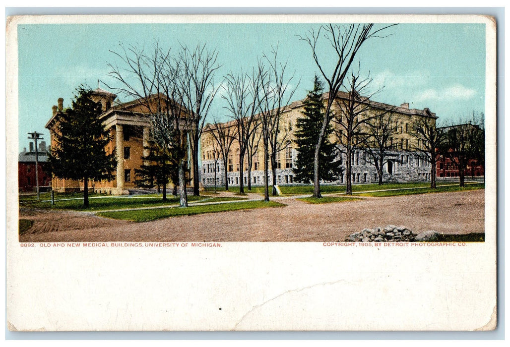 c1905's Old And New Medical Building University Of Michigan MI Posted Postcard