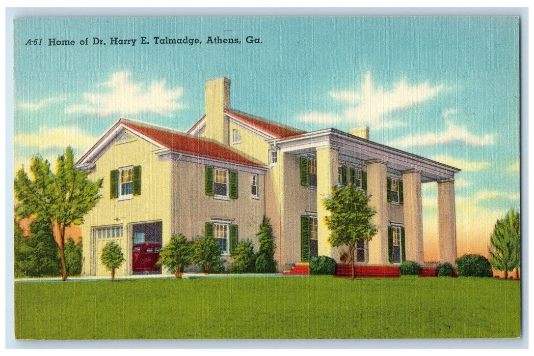 c1910's Home Of Dr. Harry E. Talmadge Exterior Scene Athens Georgia GA Postcard