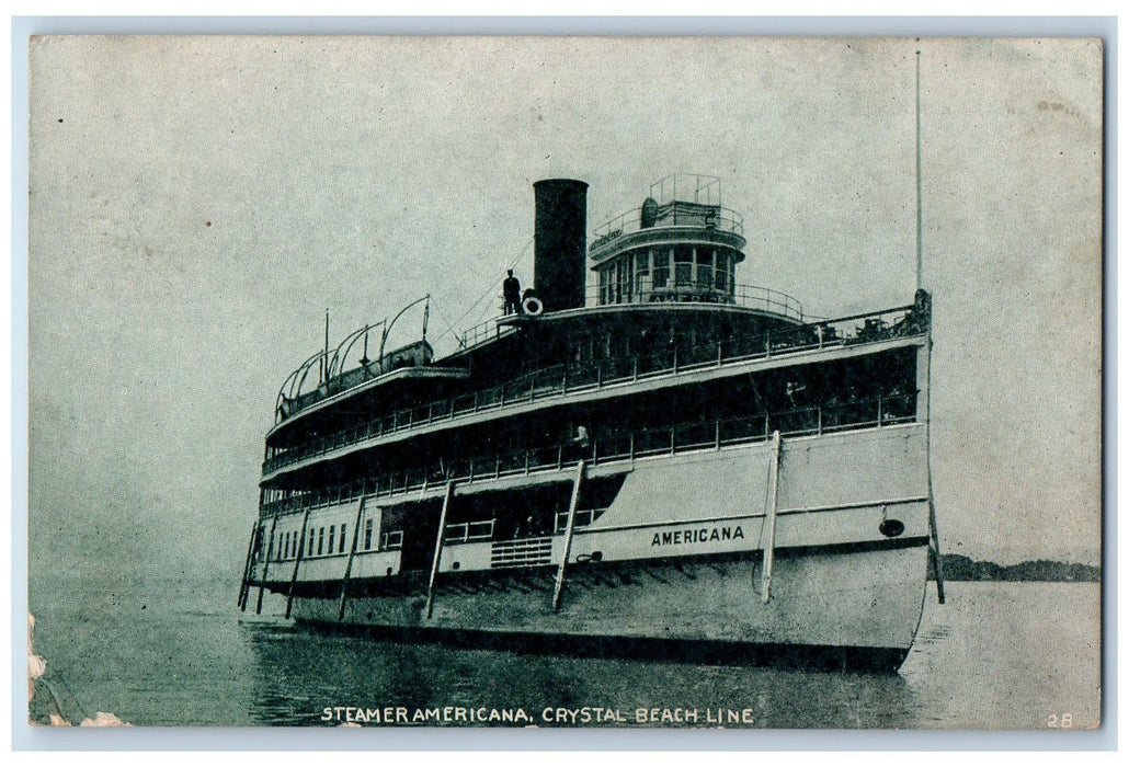 c1910's Steamer S.S Americana Ship Crystal Beach Line Ontario Canada Postcard