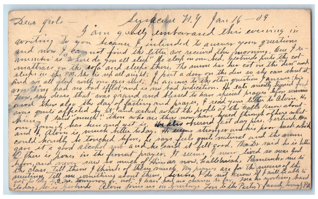 1909 Letter Greetings Syracuse New York NY Antique Posted Postcard