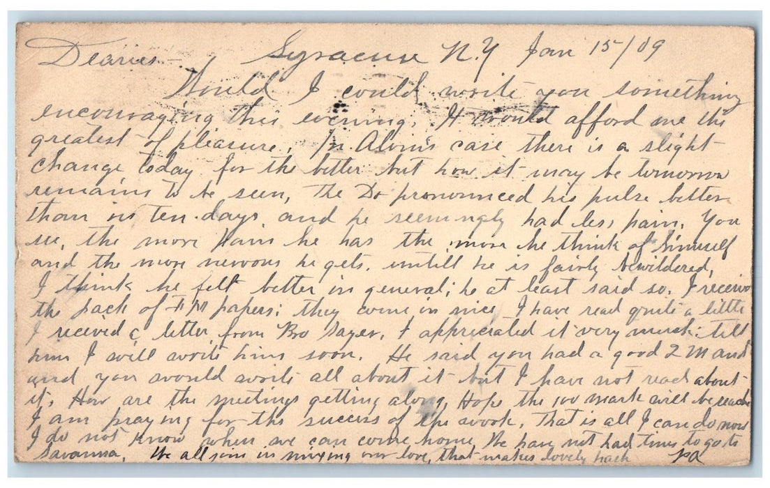 1909 Letter Greetings Syracuse Niagara Falls New York NY Antique Posted Postcard