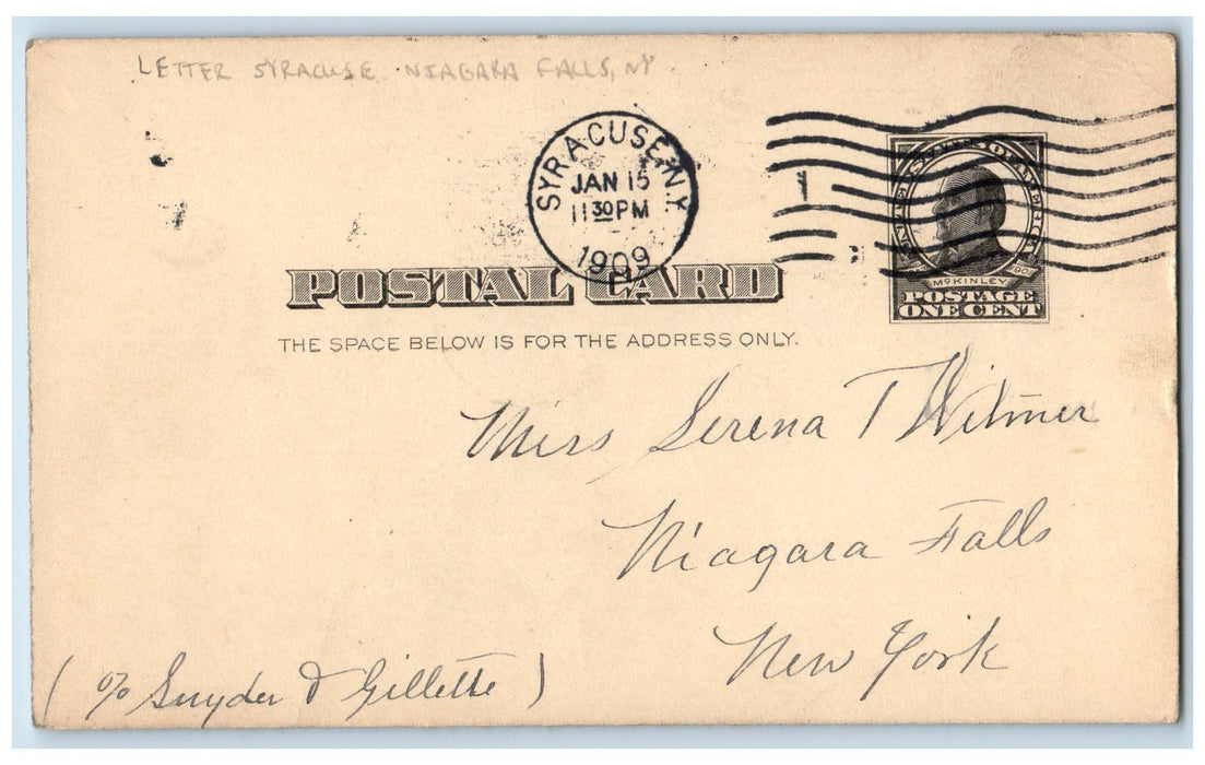 1909 Letter Greetings Syracuse Niagara Falls New York NY Antique Posted Postcard