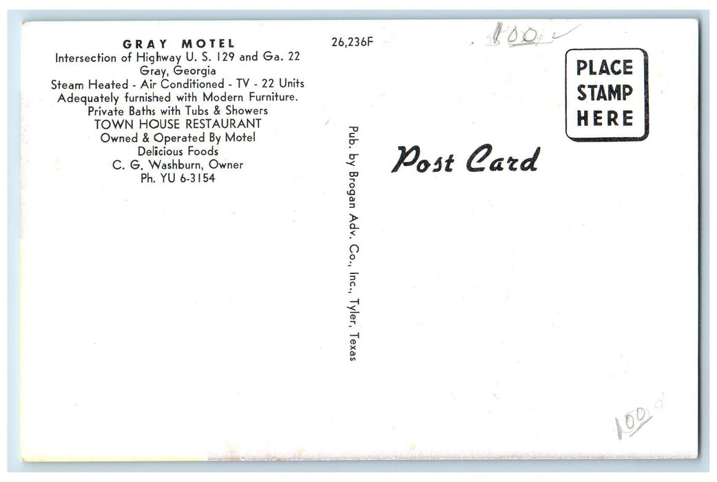 View Of Gray Motel And The Towne House Restaurant Georgia GA Multiview Postcard