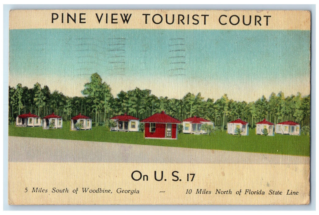 1947 Pine View Tourist Court House Woodbine Georgia GA, Glen Rock PA Postcard