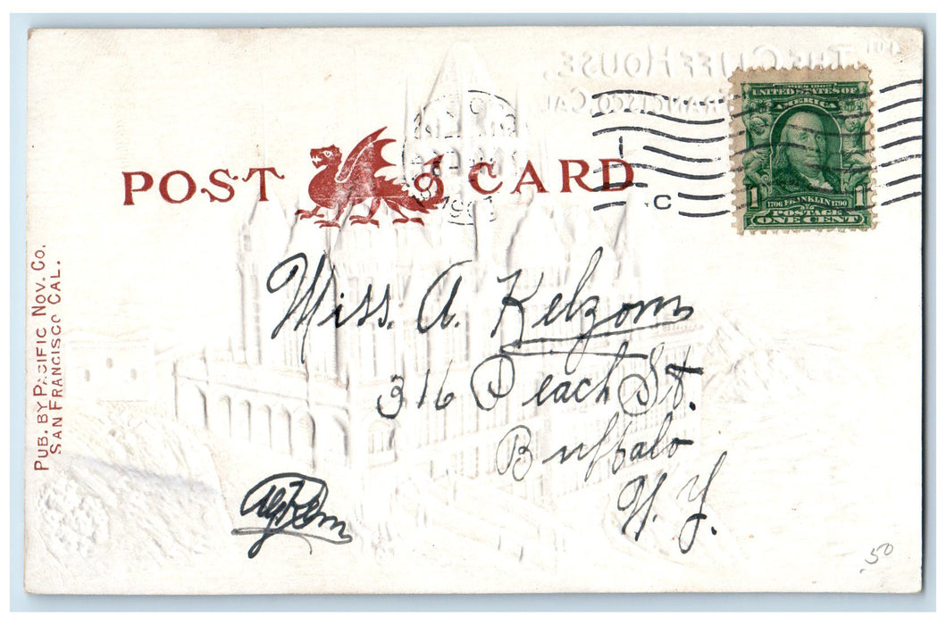 1901 Cliff House  San Francisco CA Posted Airbrushed Embossed Postcard