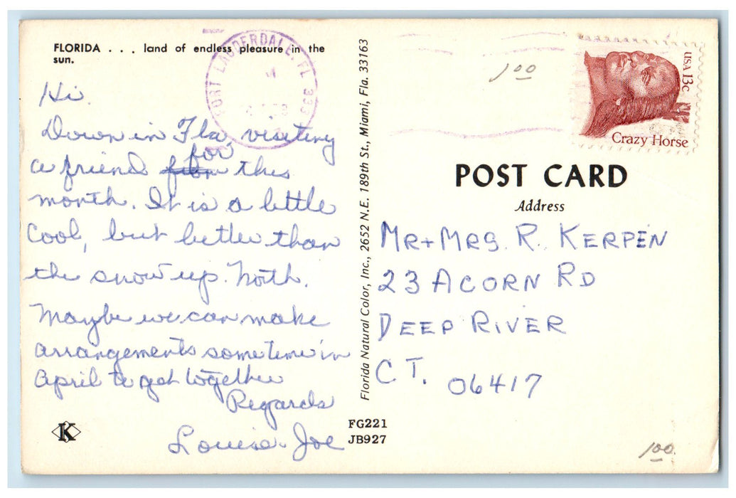 1952 Greetings From The Sunshine State Map FL Beach Girls Swimming Postcard