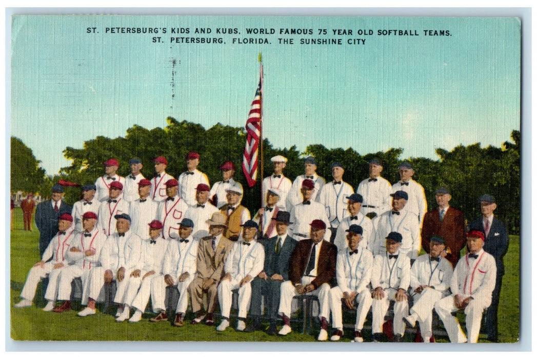 1957 St. Petersburg Kids And Kubs Softball Teams Florida FL Postcard