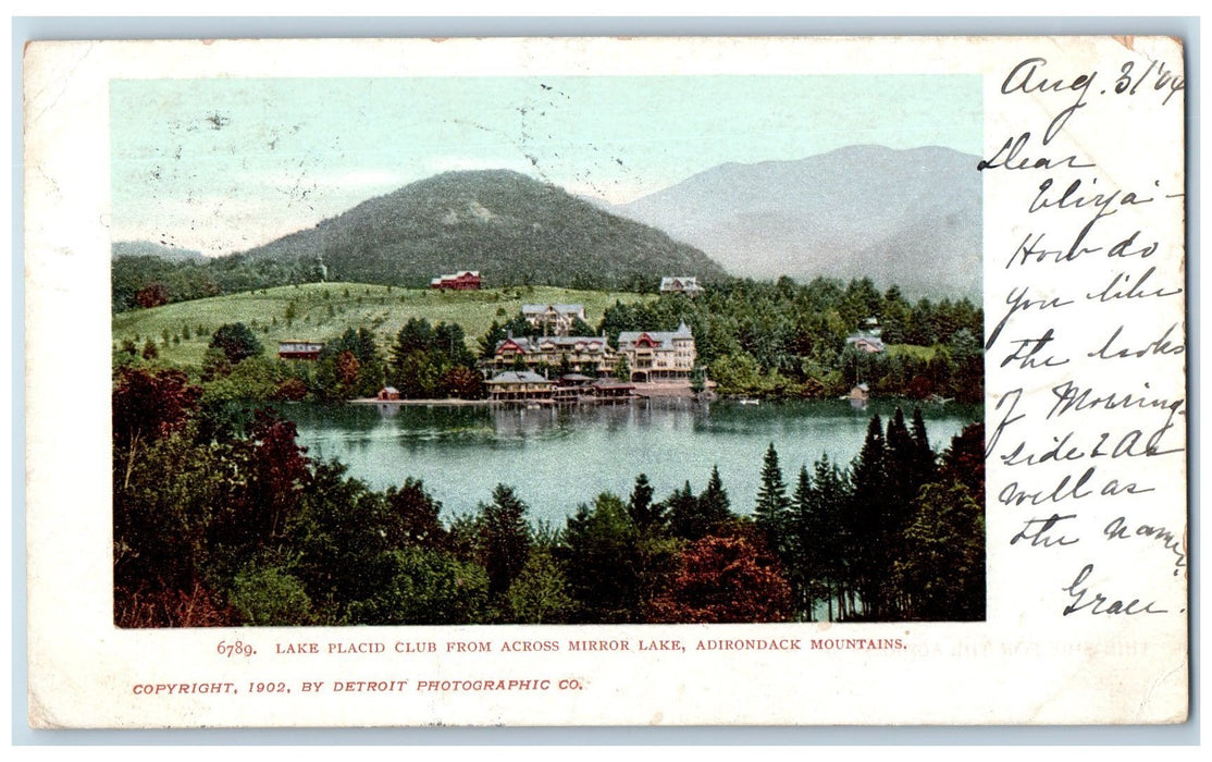 1904 Lake Placid Club From Across Mirror Lake Adirondack NY Posted Postcard
