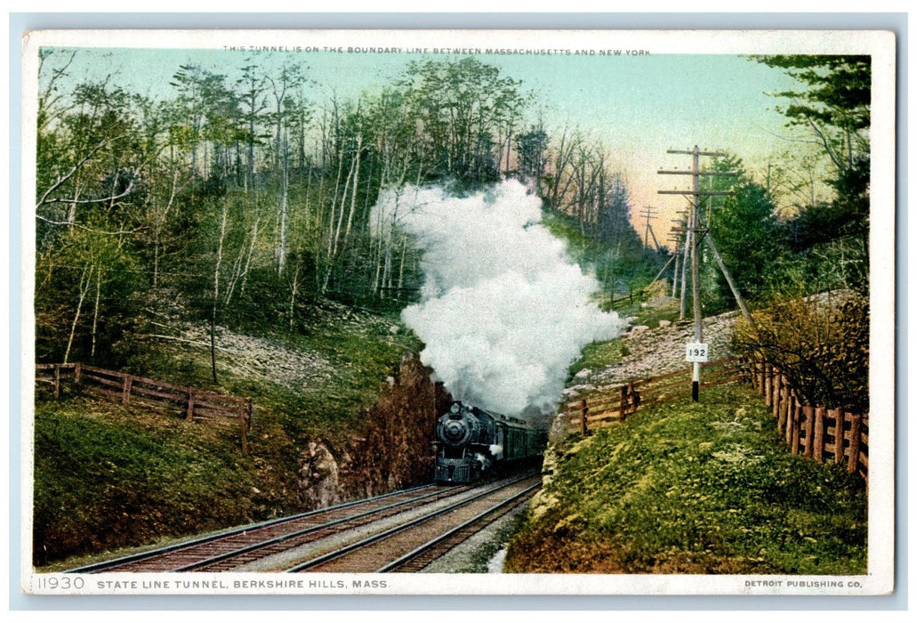 c1910's State Line Tunnel Berkshire Hills Massachusetts MI Unposted Postcard