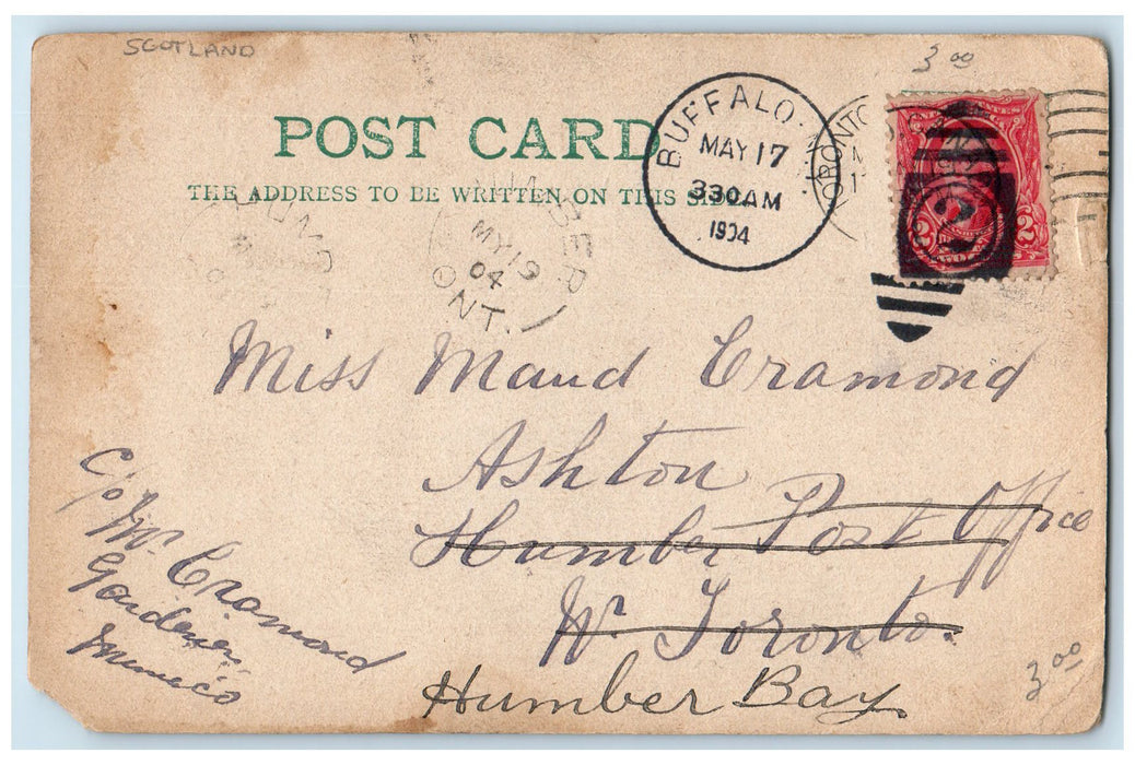 1904 Innerleithen Public Library Scotland Buffalo New York NY Drawing Postcard
