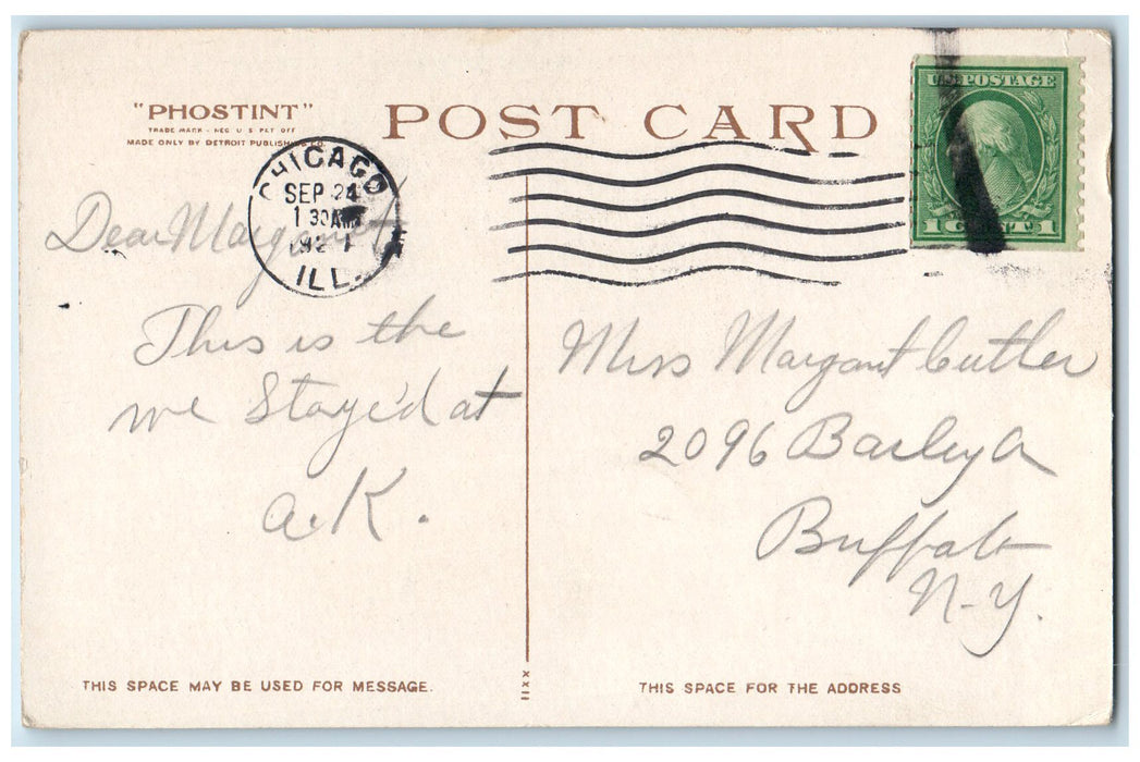 1921 Hotel Ste Claire Building Scene Detroit Michigan MI Posted Vintage Postcard