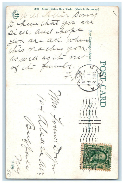 1908 Rennes Glen Round Top Catskill Mountains Elmira NY, Nature Scene Postcard