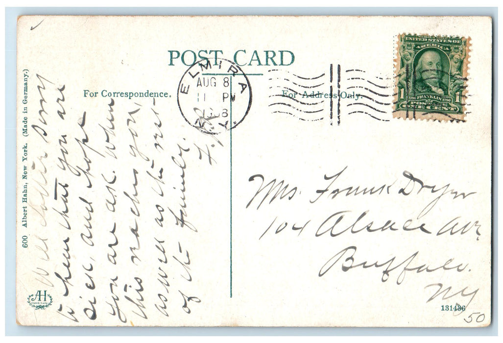 1908 Rennes Glen Round Top Catskill Mountains Elmira NY, Nature Scene Postcard