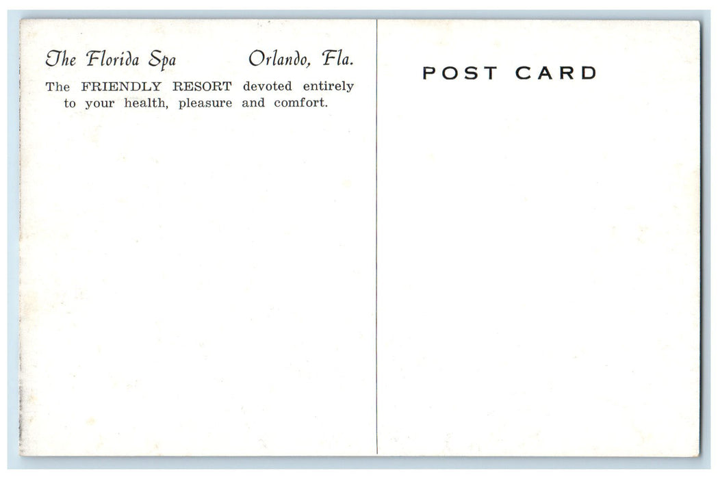 c1910's The Florida Spa The Friendly Resort Orlando Florida FL Unposted Postcard