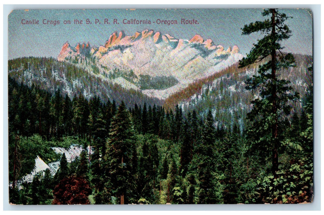 c1910's Castle Crags On The S.R. Railroad California Oregon Route Postcard