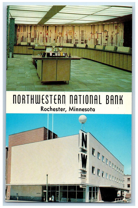 c1960's Northwestern National Bank Rochester Minnesota Unposted Vintage Postcard