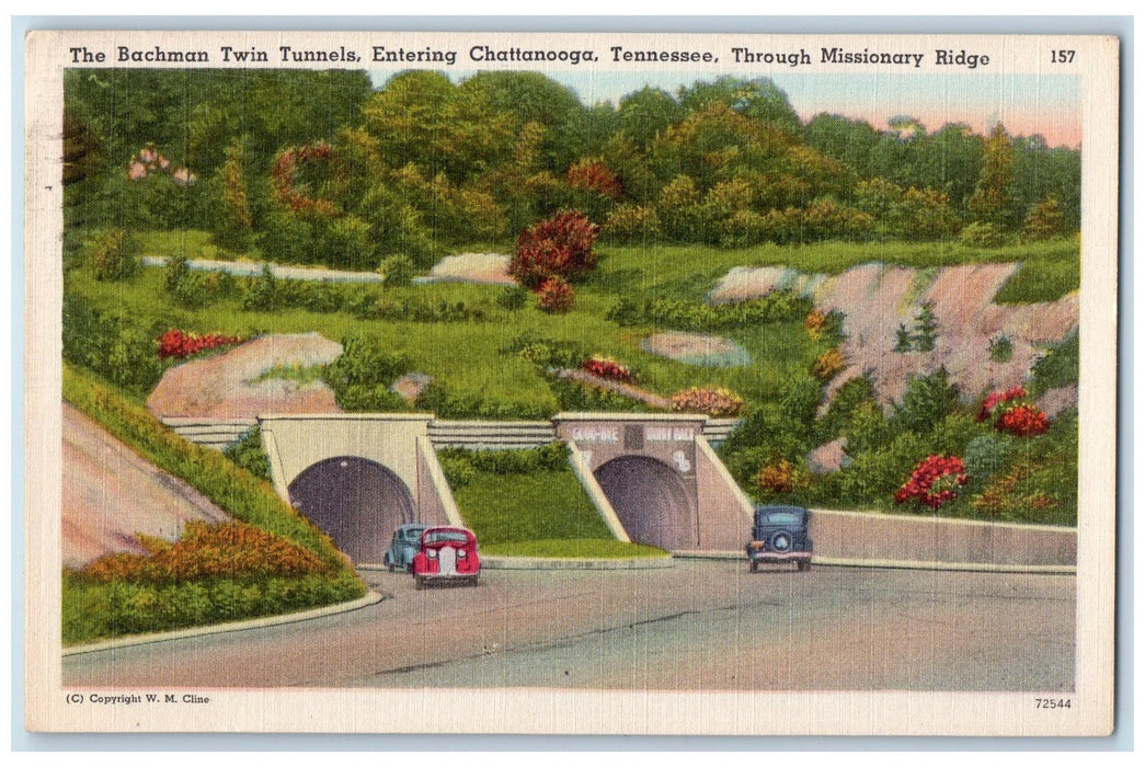 1957 The Bachman Twin Tunnels Entering Chattanooga Tennessee TE Posted Postcard