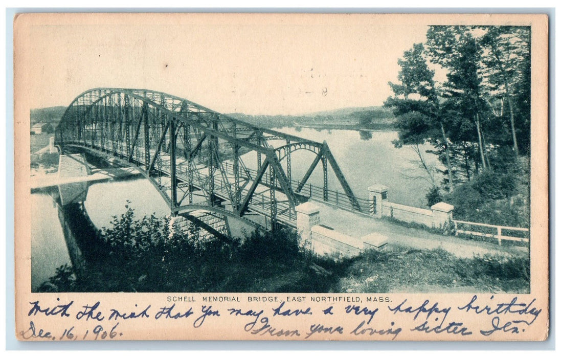 1906 Schell Memorial Bridge East Northfield Massachusetts MA Posted Postcard