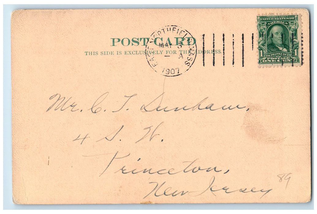 1907 Congregational Church East Northfield Massachusetts MA Posted Tree Postcard
