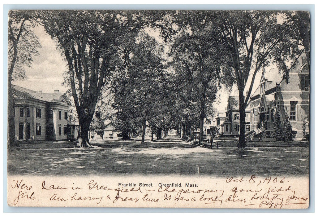 1906 Franklin Street Resident View Greenfield Massachusetts MA Posted Postcard