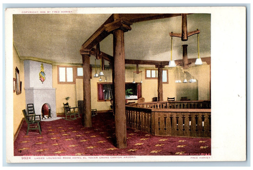 Ladies Lounging Room Hotel El Tovar Grand Canyon AZ Antique Fred Harvey Postcard