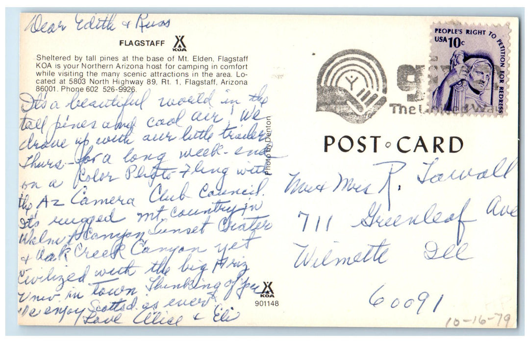 1979 KOA Flagstaff Camping House Campground Arizona AZ Vintage Posted Postcard