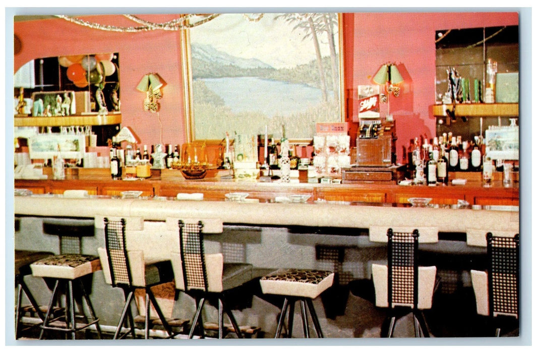 Richmond Bar Interior Counter Drinks Scene Anchorage Alaska AK Vintage Postcard