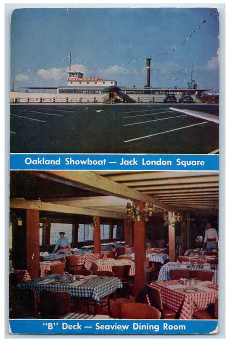 Oakland Snowboat Jack London Square Seaview Dining Room CA Dual View Postcard