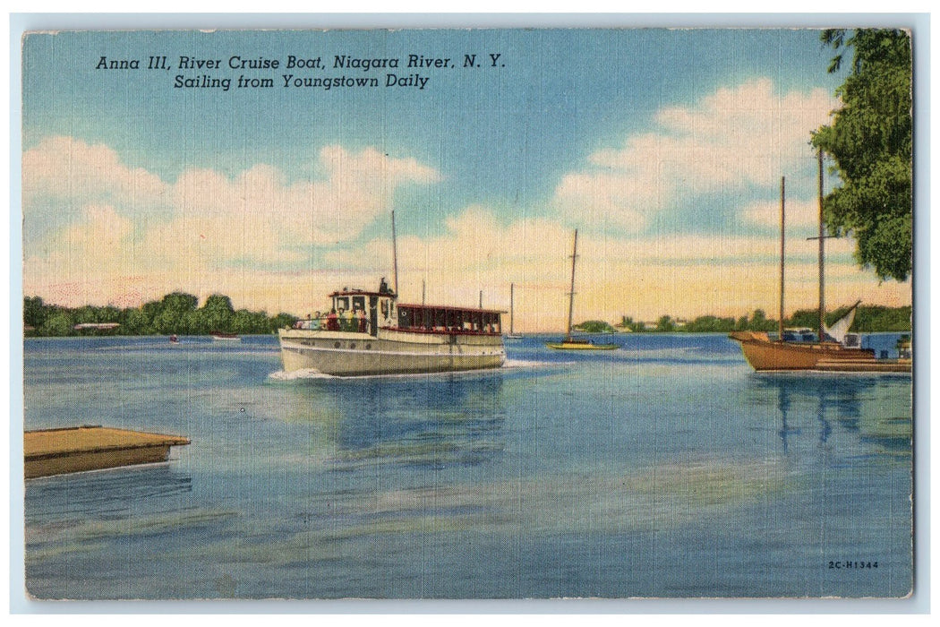Anna III River Cruise Boat Sailing Youngstown Daily Niagara River NY Postcard