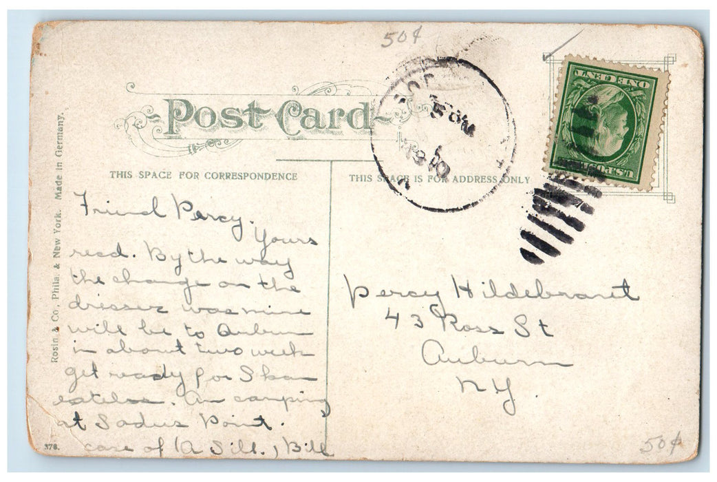 1910 Towards Sunset Boat Children Scene Sylvan Beach New York NY Postcard