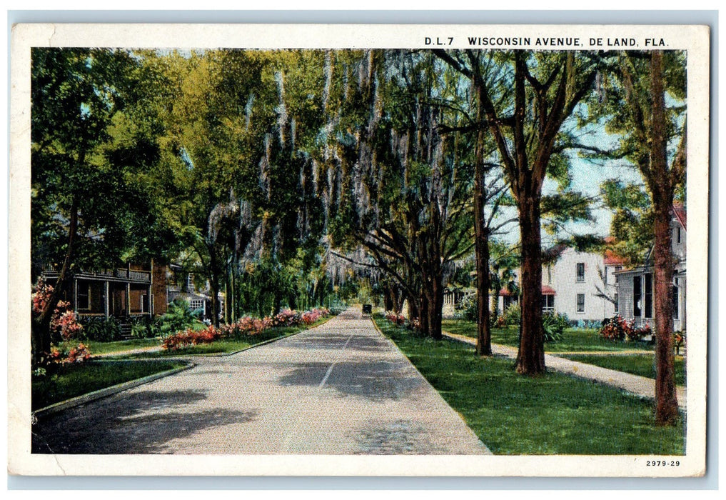 1935 Wisconsin Avenue Street Scene De Land Florida FL Posted Vintage Postcard