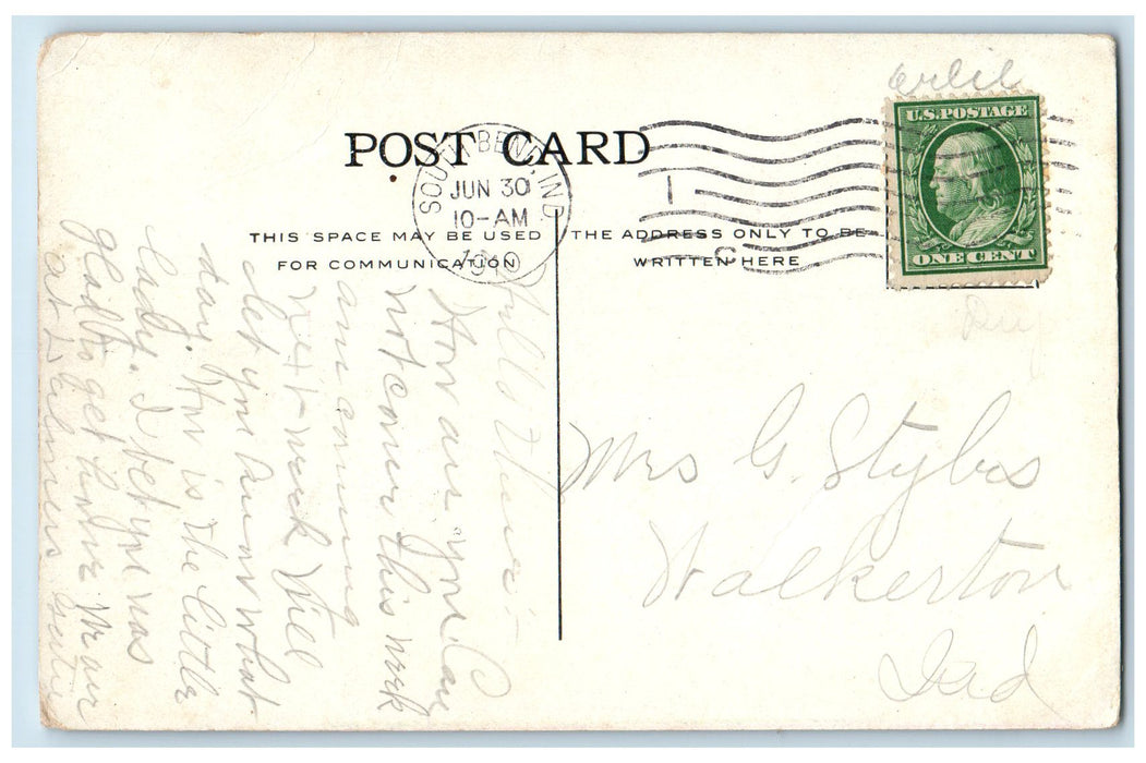 1910 A Scene In Howard Lake Park South Bend Indiana IN Posted Vintage Postcard