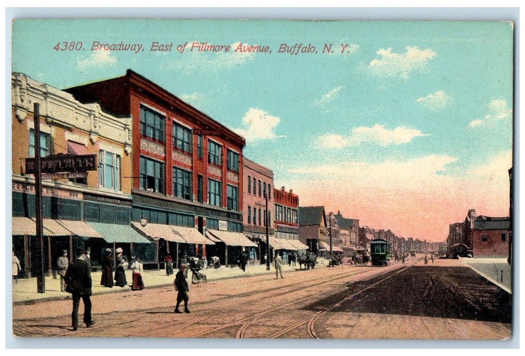 c1910 Broadway East Fillmore Ave. Rail Road Train New York NY Unposted Postcard