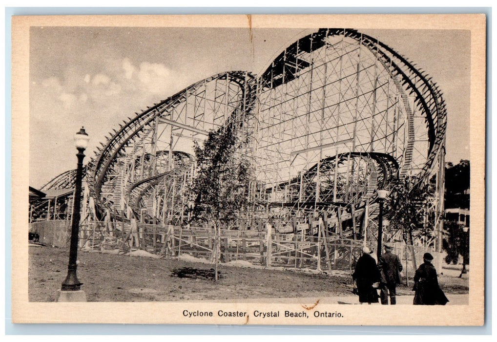 c1920's Cyclone Coaster Rollercoaster Crystal Beach Ontario Canada CA Postcard