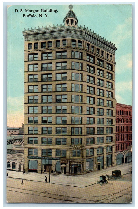 c1910's D S Morgan Building Horse Cars Buffalo New York NY Antique Postcard