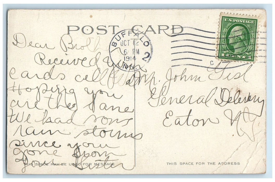 1914 St. Paul's Church Prudential Building Train Buffalo New York NY Postcard