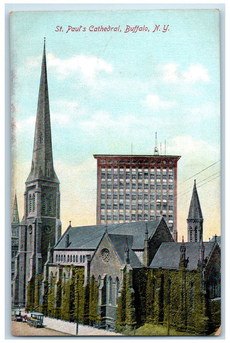 c1910's St. Paul's Church Prudential Building Buffalo New York NY Postcard